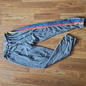 Aviator Nation Gray Sweatpants with Rainbow Stripe